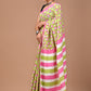 Kids Lion Handblock Printed Cotton Mulmul Saree with Blouse Piece