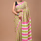 Kids Lion Handblock Printed Cotton Mulmul Saree with Blouse Piece