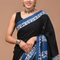 Pink & Blue Handblock Printed Cotton Mulmul Saree with Blouse Piece