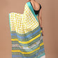 Yellow Elephant Handblock Printed Cotton Mulmul Saree with Blouse Piece