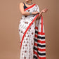 TEA Print Handblock Printed Cotton Mulmul Saree with Blouse Piece