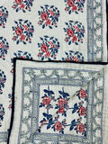 White Floral Hand Block Print Reversible Quilt