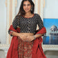Bagru Handblock Printed CHANIYA CHOLI CROP TOP AND SKIRT WITH MULMUL DUPATTA