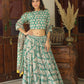 Bagru Handblock Printed CHANIYA CHOLI CROP TOP AND SKIRT WITH MULMUL DUPATTA