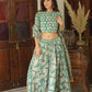 Bagru Handblock Printed CHANIYA CHOLI CROP TOP AND SKIRT WITH MULMUL DUPATTA