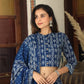 Bagru Handblock Printed CHANIYA CHOLI CROP TOP AND SKIRT WITH MULMUL DUPATTA