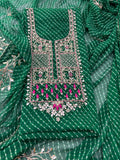Festival Special Green Leheriya Georgette Suit with Heavy Hand Embroidery zardozi work | THE BHANKAR'S