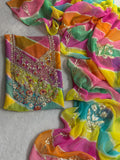 Festive Collection Multicolour Pastel Leheriya Georgette Suit with Heavy Hand Embroidery zardozi work | THE BHANKAR'S