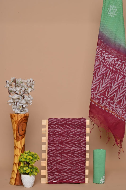 Mughal Buta Handblock Printed Kota Doria Suit Material With Kota Doria Dupatta with Jari Border| The Bhankar's| RF