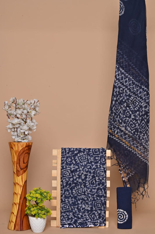 Handblock Printed Kota Doria Suit Material With Kota Doria Dupatta with Jari Border| The Bhankar's| RF