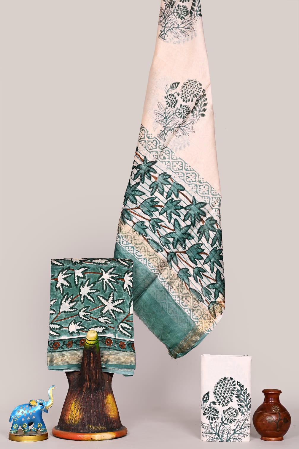 Lightweight Maheshwari Silk Unstitched Suit – Top & Dupatta 2.5m, Cotton Bottom – Festive Ready | The Bhankar's | RF