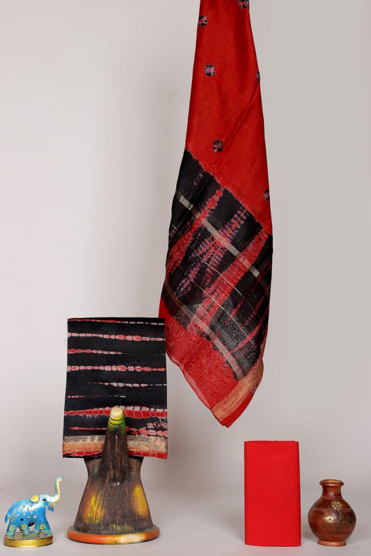 Festive Maheshwari Silk Unstitched Suit – Cotton Bottom – Festive Ready | The Bhankar's | RF