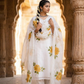 White Hand Painted Cotton Suit With Hand Painted Chiffon Dupatta