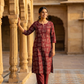 Wine Floral Print Top and Bottom Cotton Combo Set 2.5 Mtr Each