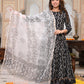 Bagru Handblock Printed Anarkali Set With Kota doria Dupatta with Zari Border