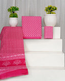 Hand Block Printed Cotton Suit With Mulmul Cotton Dupatta