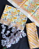 Hand Block Printed Cotton Suit With Mulmul Cotton Dupatta