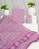 Hand Block Printed Cotton Suit With Mulmul Cotton Dupatta