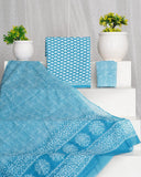 Hand Block Printed Cotton Suit With Mulmul Cotton Dupatta
