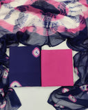 Tie Dye Hand Block Printed Cotton Suit With Chiffon Dupatta