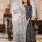 Bagru Handblock Printed Anarkali Set With Kota doria Dupatta with Zari Border