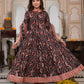 Bagru Handblock Printed Anarkali Set With Kota doria Dupatta with Zari Border
