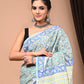 Hand Block Printed Cotton Mulmul Saree with Blouse Piece