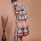 Bagru Kalamkari Handblock Printed Cotton Mulmul Saree with Blouse Piece