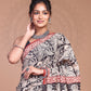 Bagru Kalamkari Handblock Printed Cotton Mulmul Saree with Blouse Piece